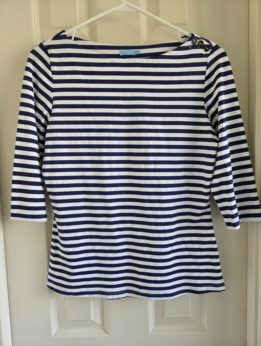 J.McLaughlin Catalina Cloth Striped Boatneck Top Blue Nautical Size XS
